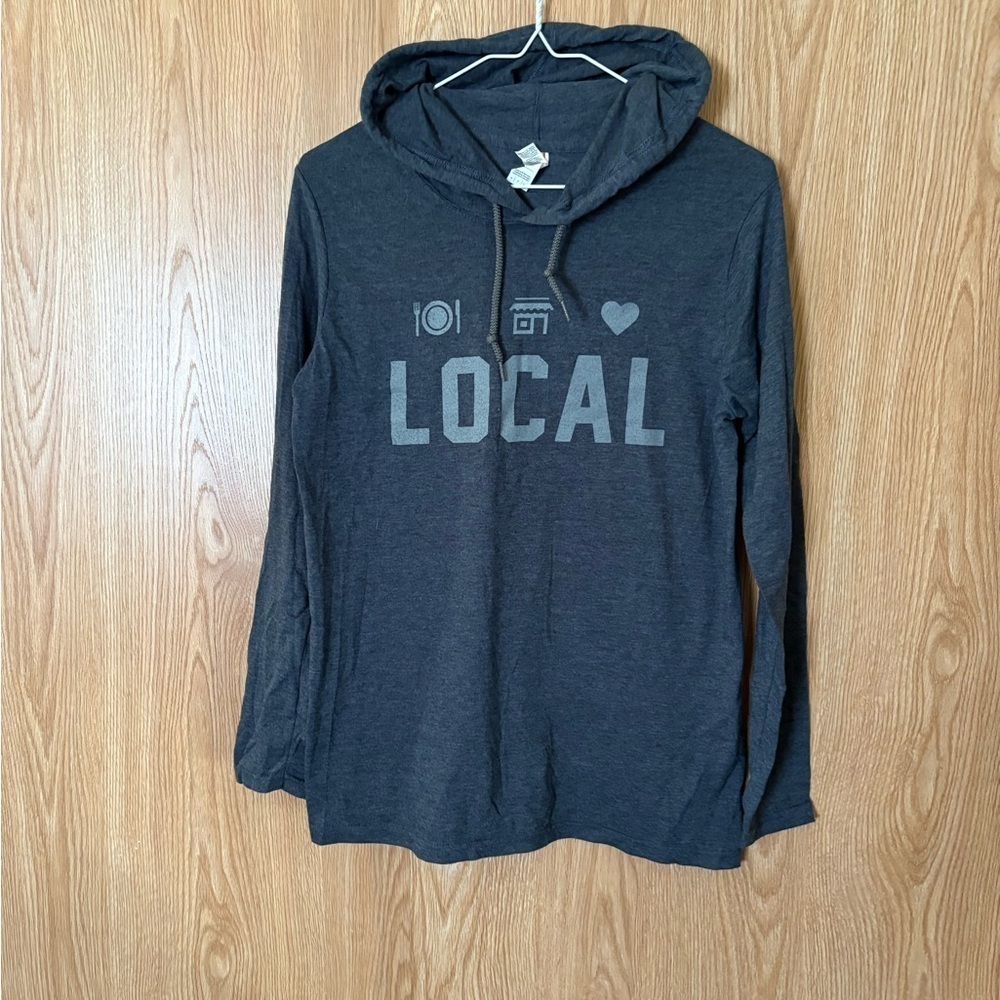 Anvil Gray ‘LOCAL’ Graphic Lightweight Tee Hoodie Top